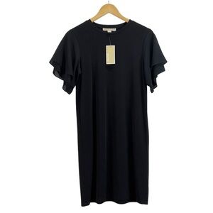 Michael Kors Dress / Black with frill sleeve shirt dress NWT